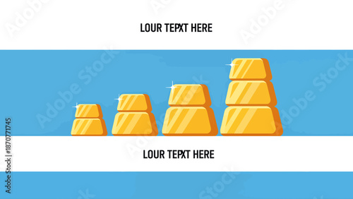 Gold bars stacked in ascending order representing growth and wealth. Lunar New Year Vector Illustration. EPS Editable