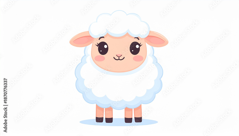 Obraz premium 可愛らしい笑顔の羊キャラクターイラスト