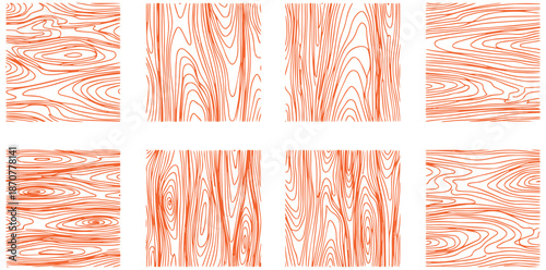 Diverse set of abstract wood grain textures featuring natural flowing lines and subtle organic details