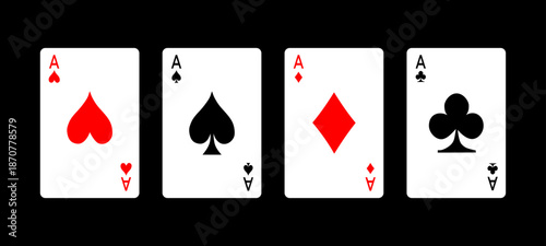Ace card suit set, playing cards symbols,Four aces poker playing cards.