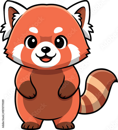 Cute Cartoon Red Panda Character Vector Illustration
