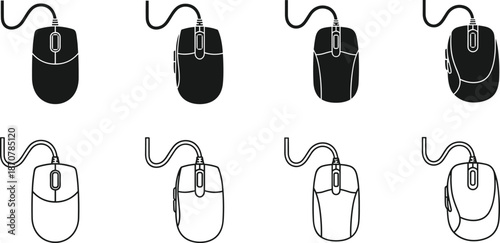 mouse, computer, vector, silhouette, technology, device, hardware, icon, wired, optical, gadget, digital, pc mouse, 