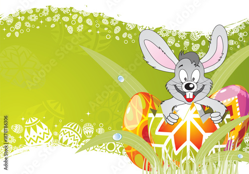 Easter Frame with Eggs and Rabbit