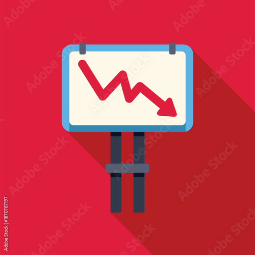 Red arrow graph going down on billboard, representing economic downturn or market crash