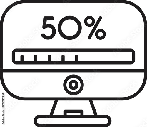 System software updating on a computer monitor, progress bar showing 50 percent completion