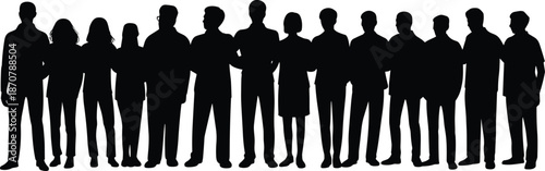 Large group of people silhouette standing together symbolizing community diversity teamwork unity society inclusion crowd connection concept