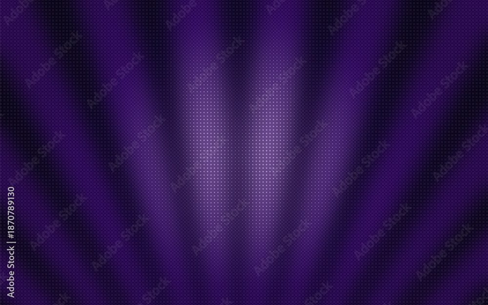 Fototapeta premium Abstract vector halftone background with radiating purple lines on black. Ideal for modern designs, posters, or digital art projects. Clean and versatile texture.