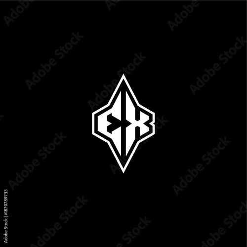 techno racing style design EX initial logo esport concept modern monogram gaming letter
