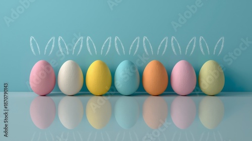 Aesthetic Easter Still Life - Natural Egg with Chalk Bunny Ears.