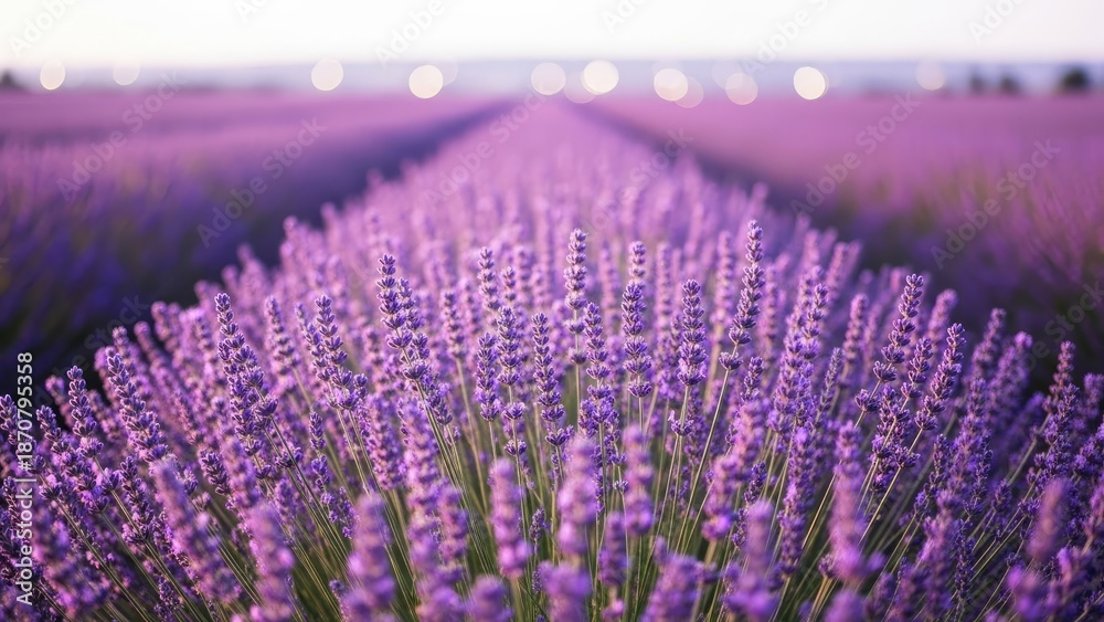 custom made wallpaper toronto digitalVibrant Lavender Field in Bloom Under a Soft Evening Sky.