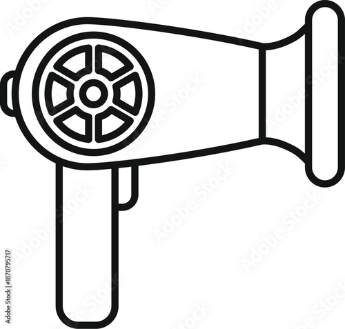 Stylized hairdryer icon representing hair care, beauty, and styling