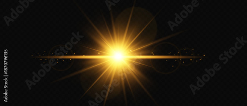 Glowing gold sun with light effect on black backdrop, abstract background png