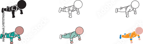 Push-up Exercise Icon Set