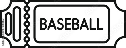 Baseball admission ticket showing perforations and baseball text