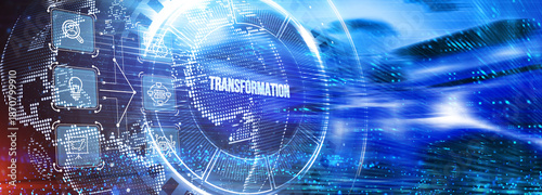 Business Transformation. Future and Innovation Internet and network concept. 3d illustration