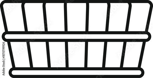 Washtub line art icon representing laundry, washing, and household chores