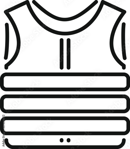 High visibility safety vest icon with reflective stripes, symbolizing personal protective equipment