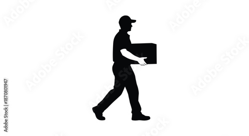 Delivery man carrying package in silhouette