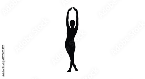 Silhouette of a woman stretching upwards with arms raised