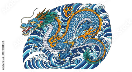 Traditional Chinese Dragon Illustration Embodying Power and Mythology Art
