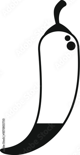 Chili pepper outline illustrating a spicy vegetable icon in black and white
