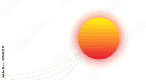 Abstract digital art representation of a vibrant, glowing sun with gradient hues of yellow orange