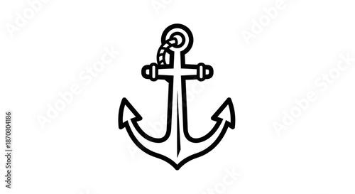 Simple black and white anchor line drawing symbol representing stability and maritime themes