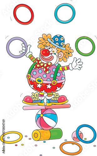 Funny red circus clown bala...