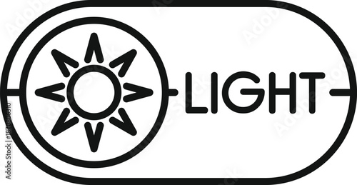 Line art icon illustrating light mode functionality with a sun symbol
