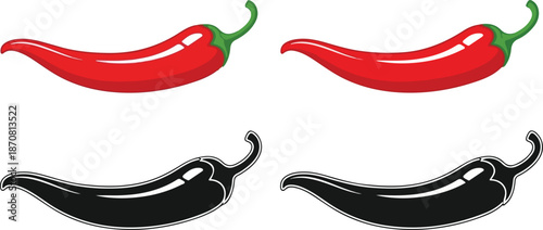  Hot chili paper icon set vector on white background eps