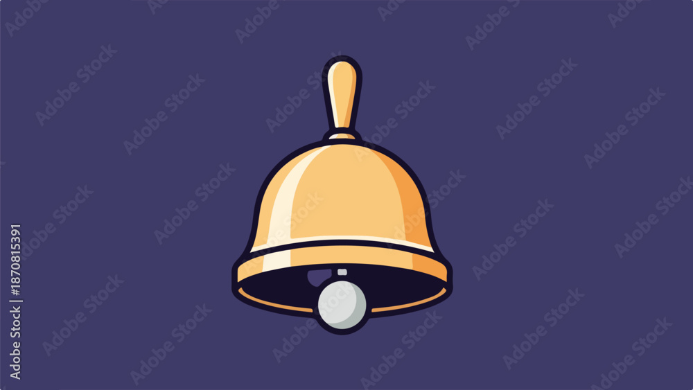 Fototapeta premium Minimalist orange gradient bell with wooden handle on dark purple background