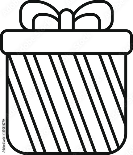 Present wrapped with a striped pattern and a ribbon bow