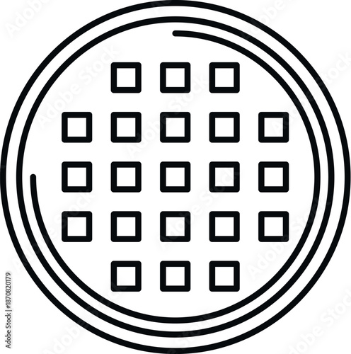 Silicon wafer icon showing microchips for electronics and semiconductor industry