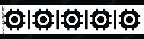 Electronic chips moving on an automated assembly line, symbolizing technology production