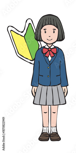 女の子制服　ブレザー　若葉マーク