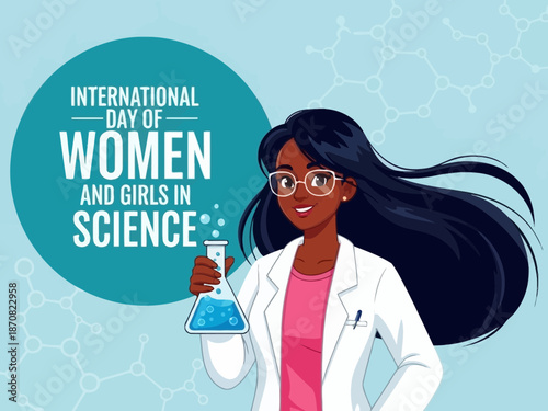 Woman scientist holding beaker