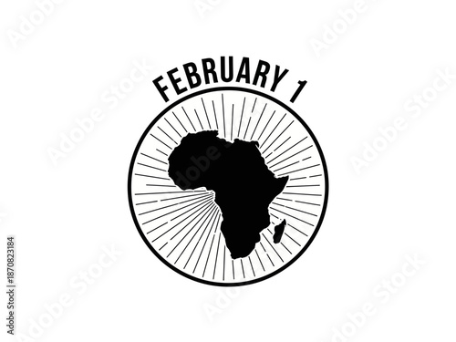 Black and white africa day emblem with continent silhouette