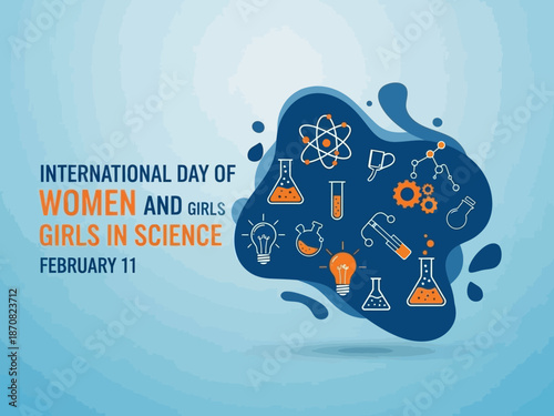 International day of women and girls in science illustration