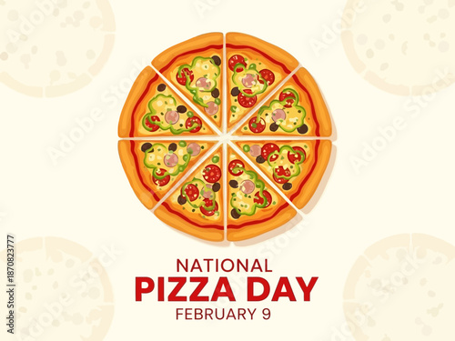 National pizza day graphic with pizza