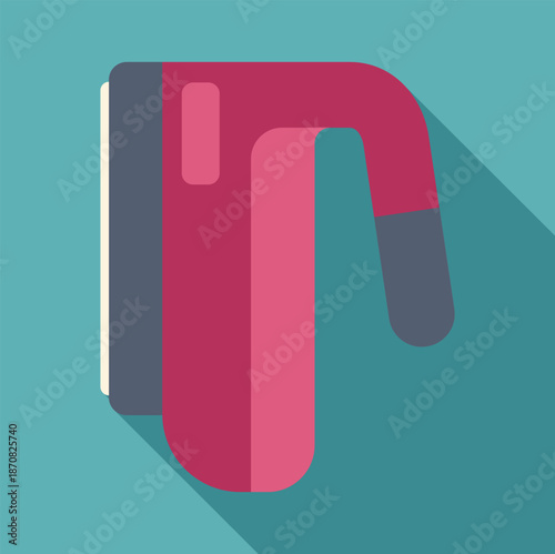 Household laundry appliance iron with long shadow on a blue background