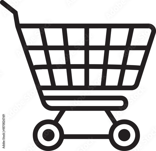 Shopping cart icon line art graphic design on transparent background vector illustration
