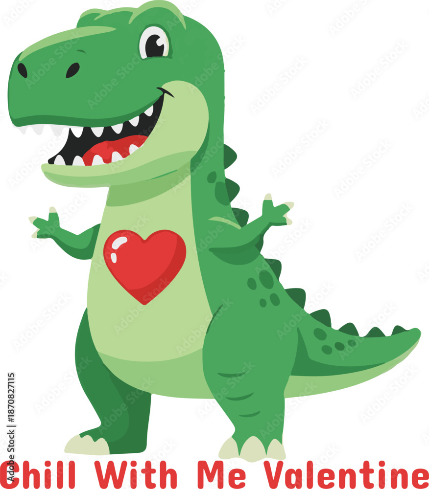 Obraz premium Dinosaur Valentine Card Illustration