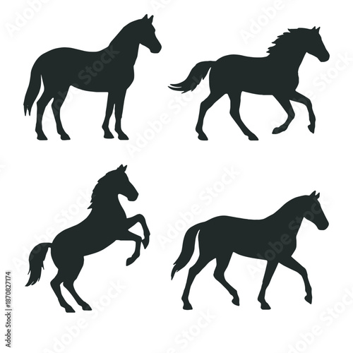 Dynamic Horse Poses Silhouettes Collection