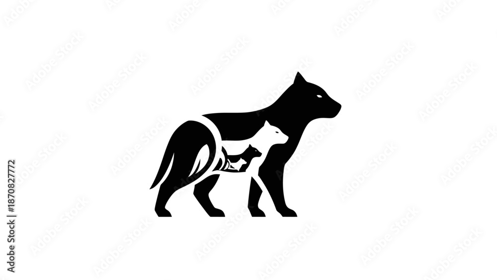 Fototapeta premium Nested Canines Silhouette Icon