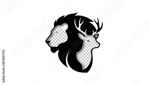 Lion Deer Head Emblem