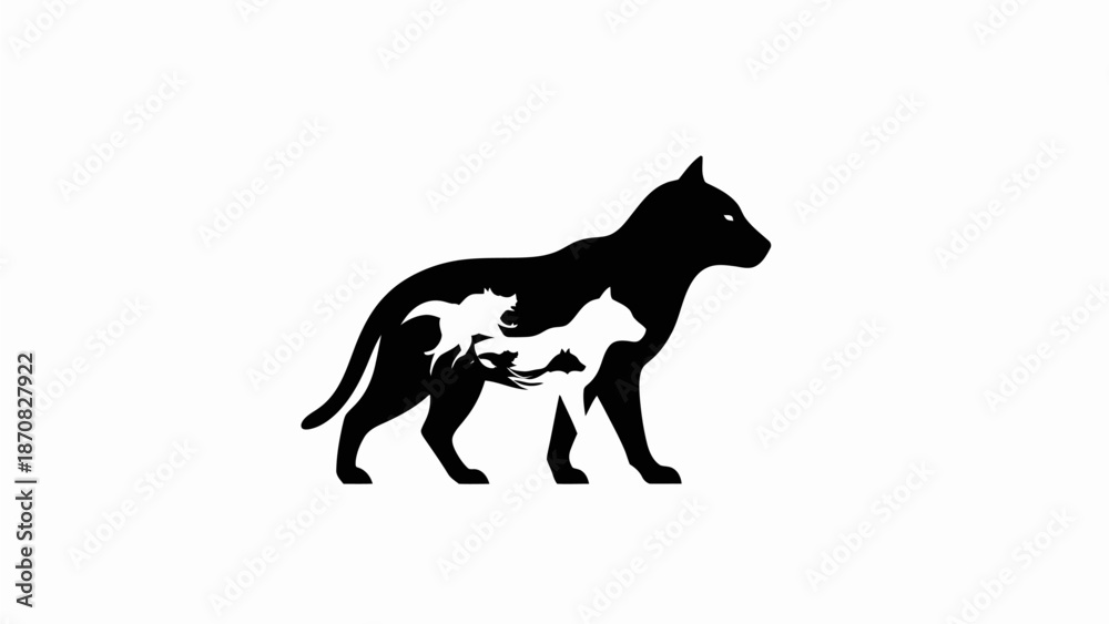 Naklejka premium Animals Within Wolf Silhouette