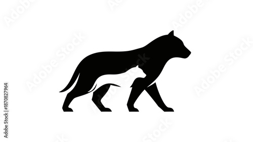 Dog and Puppy Silhouette Emblem