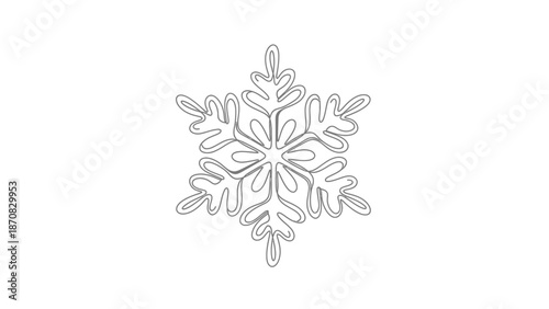 Minimalist Line Art Snowflake Design for Winter Themed Decorations and Patterns