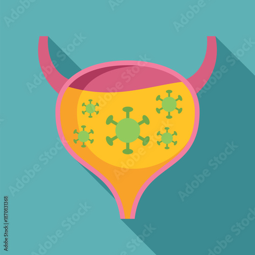 Human bladder containing harmful viruses symbolizing a urinary infection