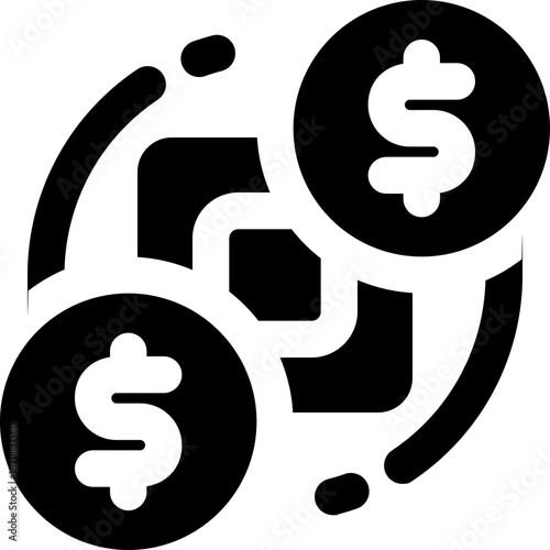 cash flow glyph icon. Strong and solid vector icon for websites, mobile interfaces, presentations, and visual branding. High quality and easy to edit.